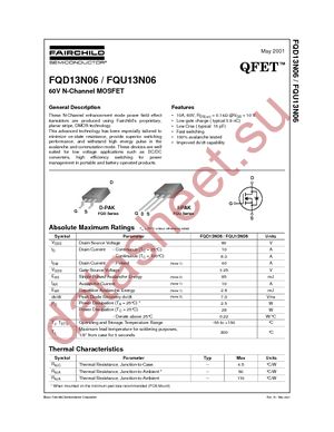 FQU13N06TU datasheet  